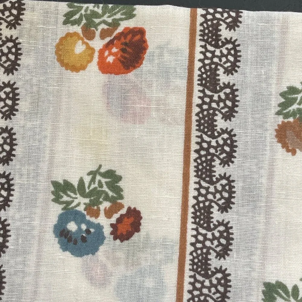 VTG Brown Yellow Blue Floral VTG Napkins Mid Century Colors Upcycle Craft